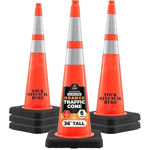 Xpose Safety 36 Inch Orange Slim Line Traffic Cones Heavy Duty 12lb by XposeSafety