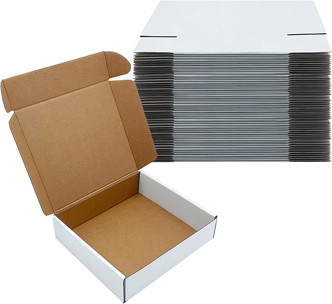 White Shipping Boxes 8x7x2 inch 25 Pack, Corrugated Boxes Mailer Packaging by KIAECHWU