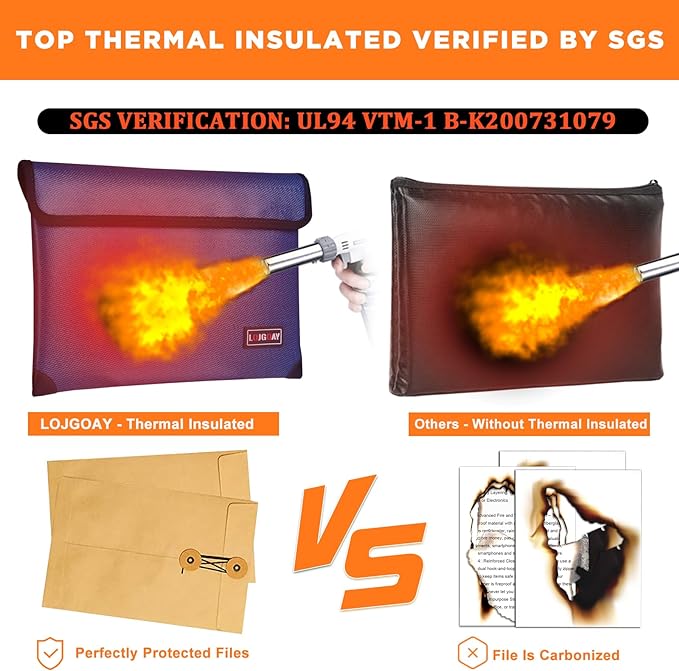 Fireproof Bag with 5200℉ Thermal Insulated, Waterproof Fireproof Box with Zipper - Image 4
