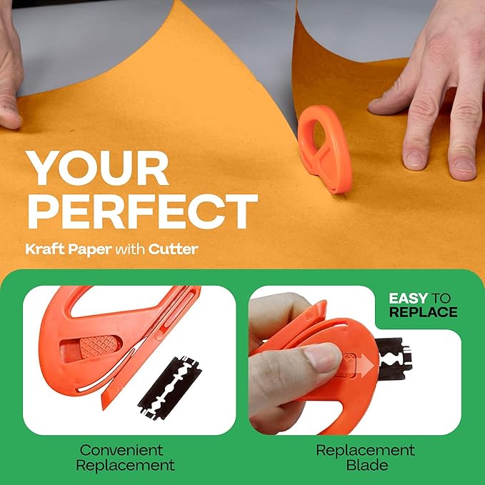 Orange Kraft Paper Roll 12" x 1200" - Image 3