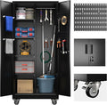 SUXXAN Broom Closet Storage Cabinet with13 Hooks and Hanging Rods, Laundry Room by SUXXANFurniture