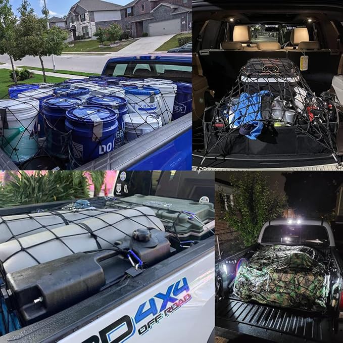 Amiss 4' x 6' Stretches to 8' x 12' Truck Cargo Net, Roof Rack Cargo Net - Image 4