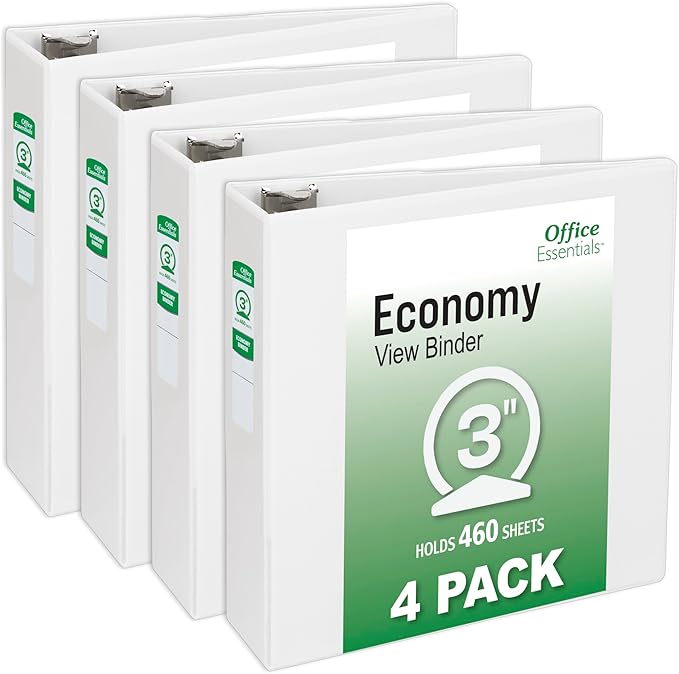 Office Essentials Economy View 3 Ring Binders, 3.5" Spine, 460-Sheet Capacity by OfficeEssentials