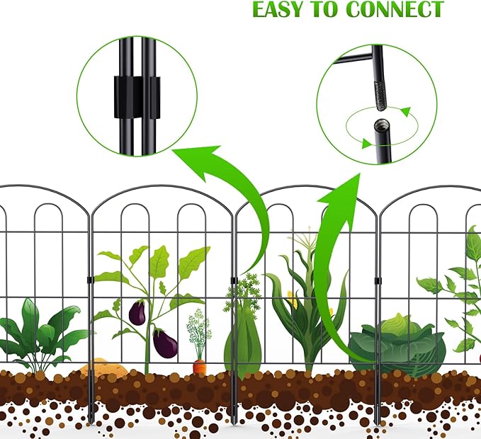 28 Pack Decorative Garden Fence Outdoor 24in x 30ft Coated Metal RustProof - Image 6