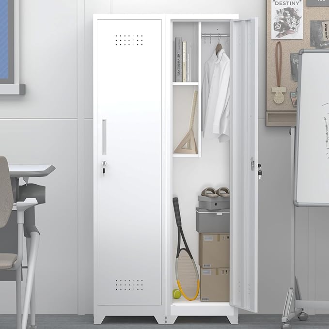 GREATMEET Broom Closet Storage Cabinet, Metal Utility Cabinet, Tall Laundry - Image 3
