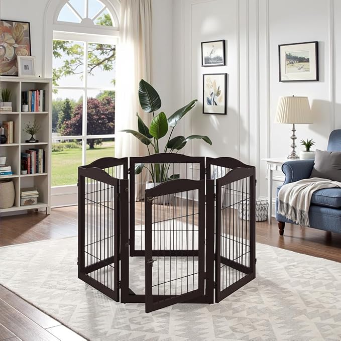 unipaws 132" Extra Wide Dog Gate and Pet Playpen, Free Standing Tall Dog Fence - Image 3