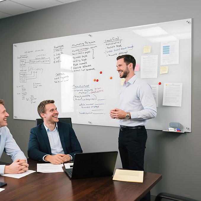 MaxGear Glass White Board 96"x48", Magnetic Glass Dry Erase Board - Image 2