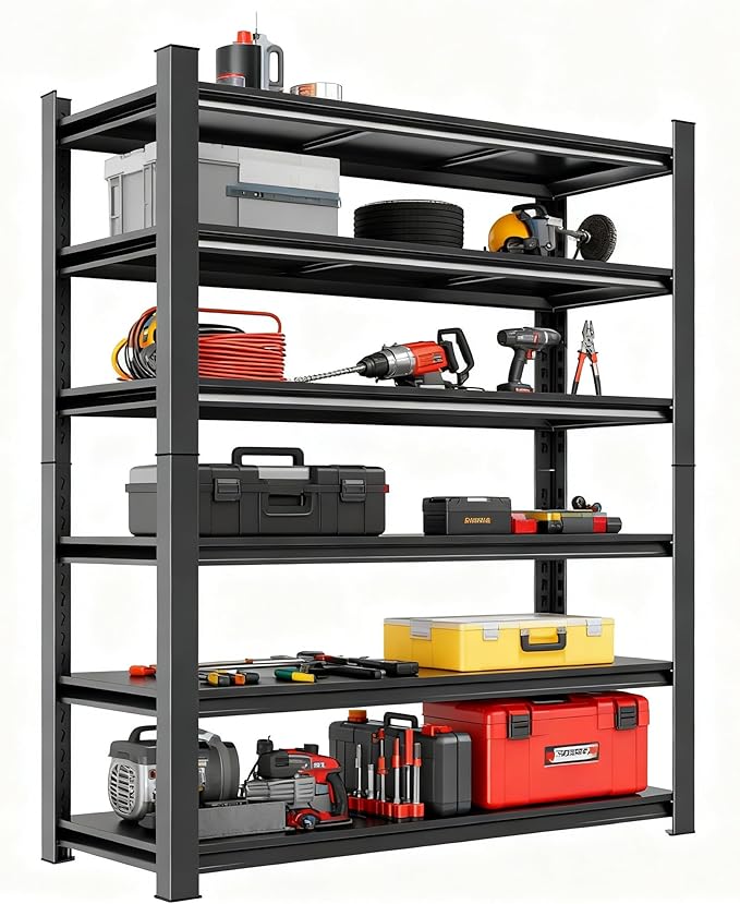 Adjustable 6-Tier Garage Shelving, Heavy Duty Steel Storage Rack, High Load by Notmise