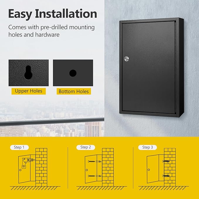 SHANTRA Key Box Cabinet, Wall Mount 100 Position Metal Locking Key Cabinet - Image 3
