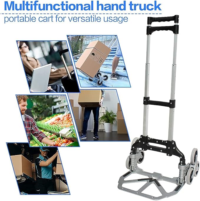 Heavy Duty 6-Wheel Stair Climbing Cart - 300lb Capacity Folding Hand Truck - Image 8