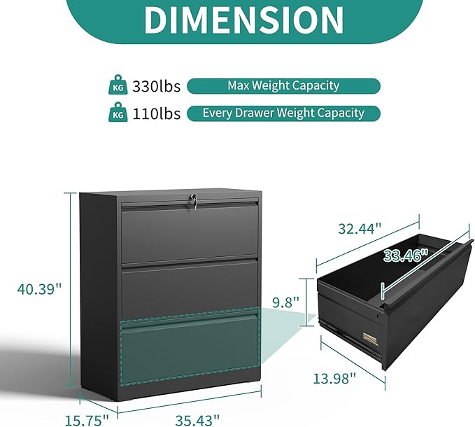 3 Drawer Lateral File Cabinet - Image 3