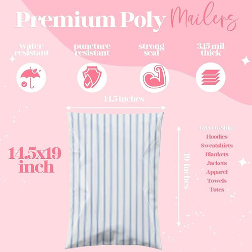 14.5x19 Designer Poly Mailer 100 Pack Heavy Duty Waterproof Self Seal Shipping - Image 2