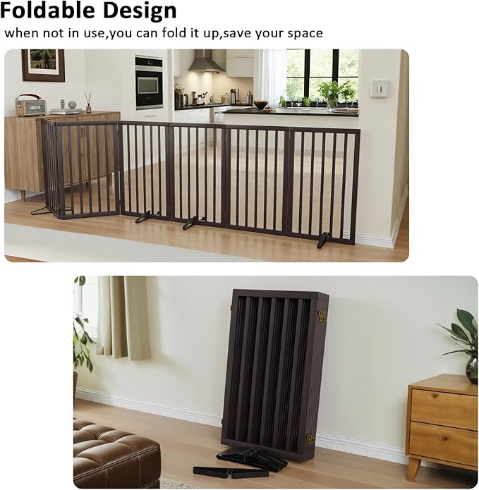 Dog Gate for Doorways 32" Tall Freestanding Dog Gate for Stair Foldable Pet - Image 3