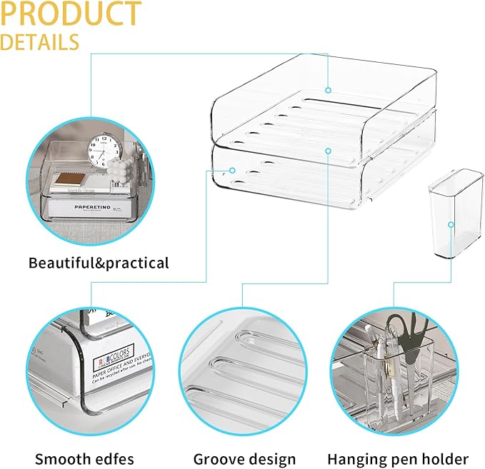 2-Tier Acrylic Paper Tray Organizer - Image 3