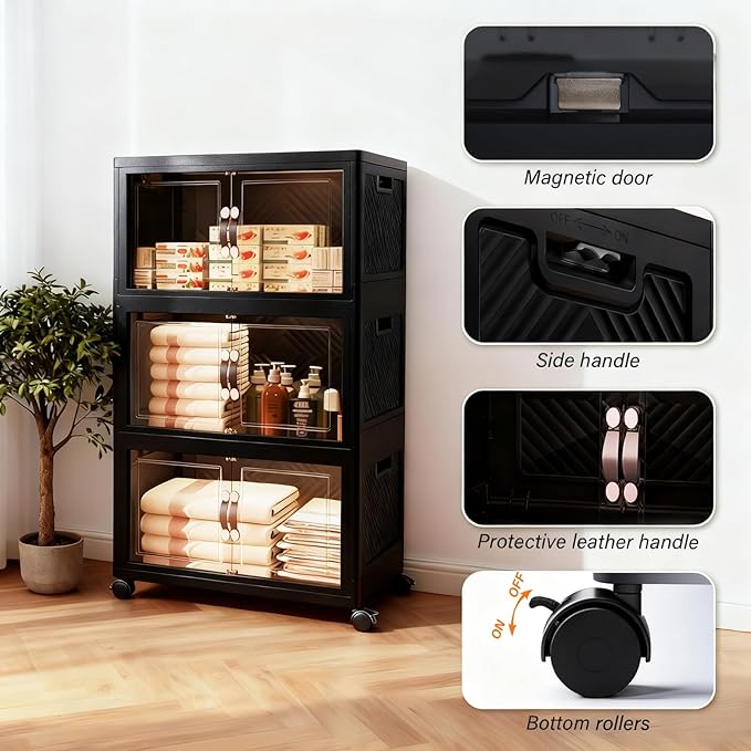 Collapsible Storage Bins with Lids&Wheels-192QT Stackable Plastic Containers - Image 4