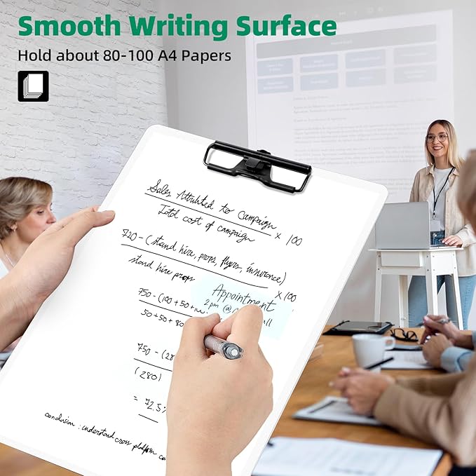 Clipboard with Pen Holder, Plastic Clipboard with Low Profile Metal Clip - Image 4