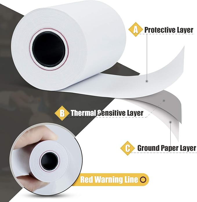 Azure Zone, Thermal Paper Rolls 2-1/4 X 50ft, 100 Rolls, Fits Most POS Machines - Image 3
