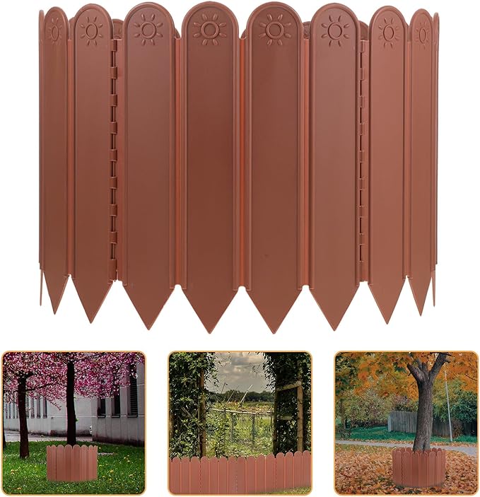 Plastic Garden Lawn Fence Panel High Long Deep Brown Landscape Edging Border by GAROZATION