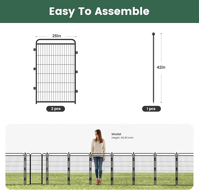 Decorative Garden Fence 40in x52in, Thicken 2 Panels Metal No Dig Outdoor Dog - Image 4
