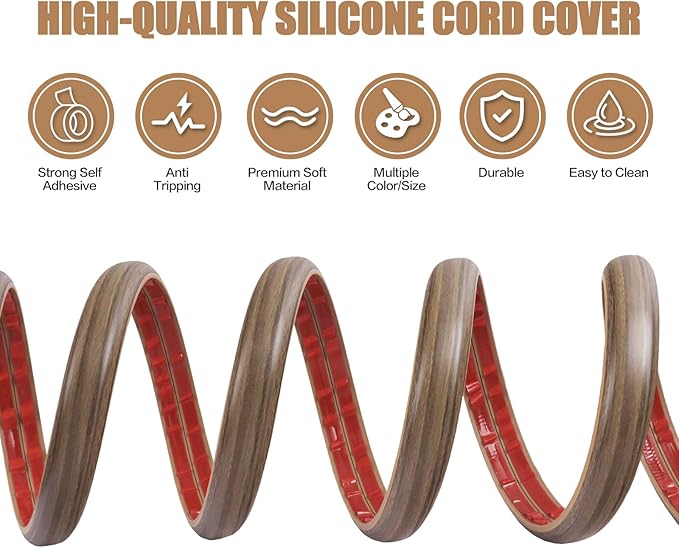 Floor Cord Cover Self Adhesive Cord Hider, 20FT Cable Management, Extension - Image 3