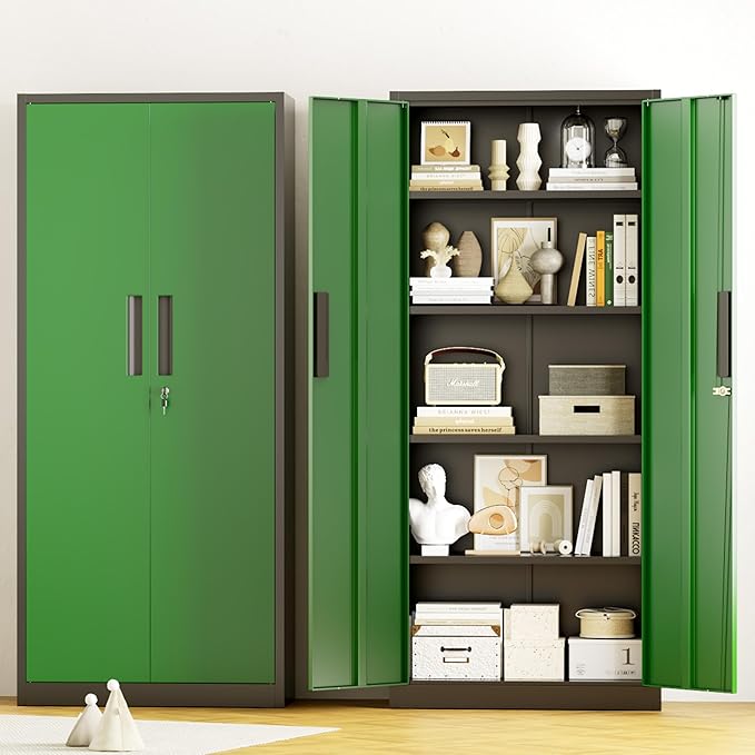 Greenvelly Metal Storage Cabinet, Lockable Steel Cabinets - Image 2