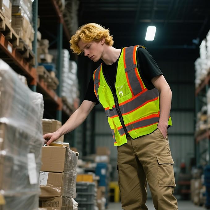 A-SAFETY Mesh High Vis Vest Lightweight Reflective Construction Vest - Image 3