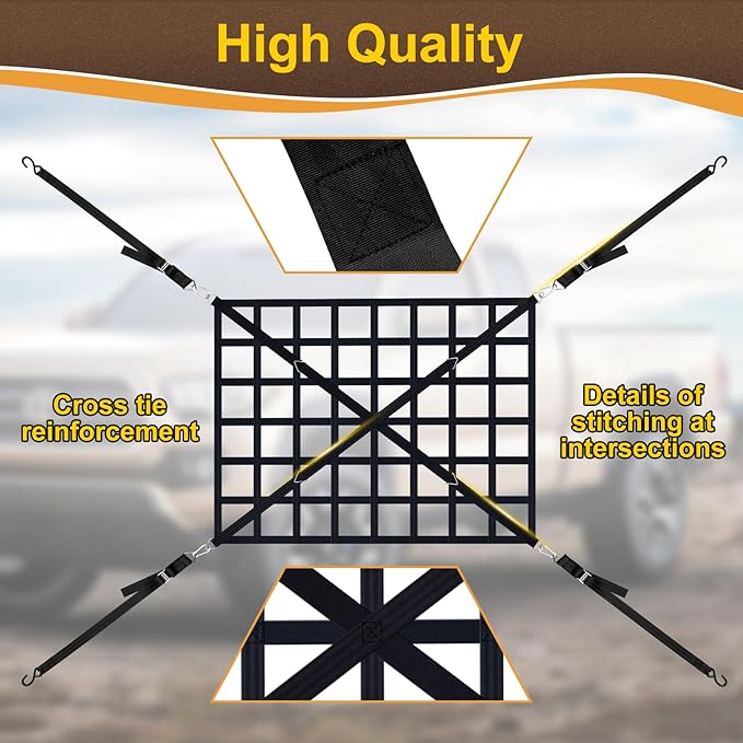 Cargo Net for Pickup Truck Bed, Heavy Duty 1100 lbs Capacity, Adjustable Cam - Image 6
