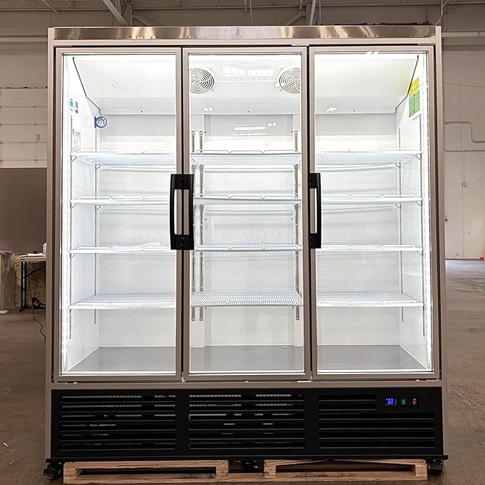 71” Wide Commercial Beverage Refrigerator Display Fridge, Three Glass Door by NAFCOOL