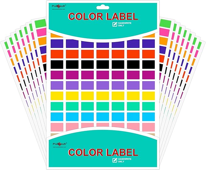 PARLAIM Pack of 1575 Rectangle Color Coding Labels, 1/2" x 3/4" Rectangular by PARLAIM