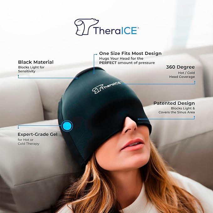 TheraICE Migraine Relief Cap, Soothing Headache Hat Ice Pack Mask, Face Cold - Image 3