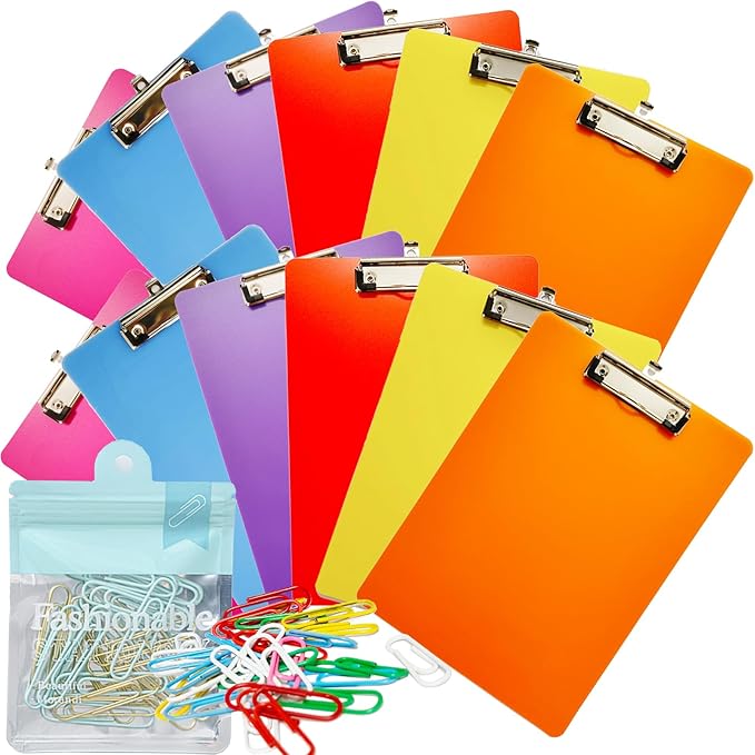 12 Pack Plastic Clipboards, Office Clipboards Standard A4 Letter Size, Colorful by smilixin