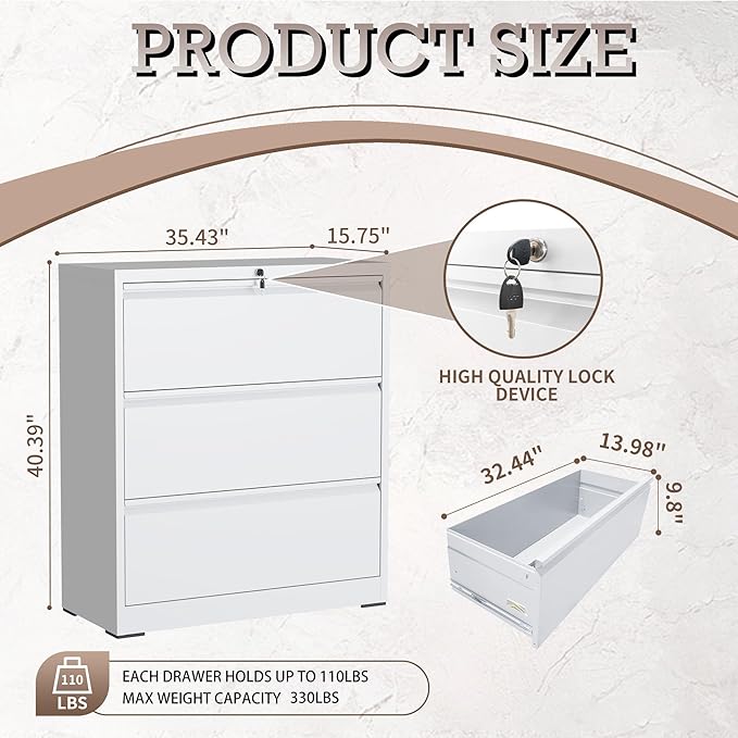 3 Drawer Lateral File Cabinet - Image 3