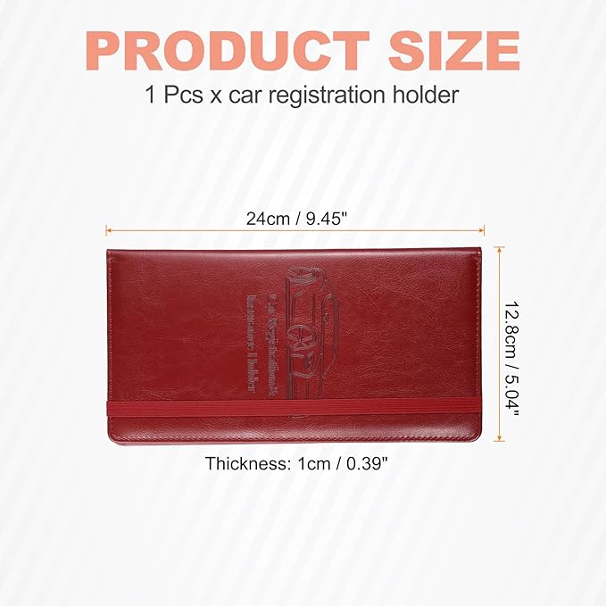 HARFINGTON Car Registration and Insurance Holder 9.45" x 5.04" PU Leather - Image 2
