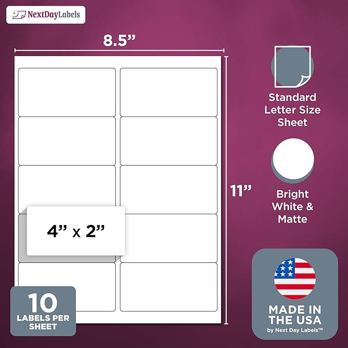 NextDayLabels – 4” x 2” Rectangular Sticker Labels - Image 2