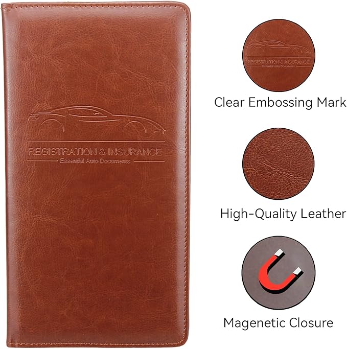 Car Registration and Insurance Holder, Premium Pu Leather Vehicle Glove Box - Image 3