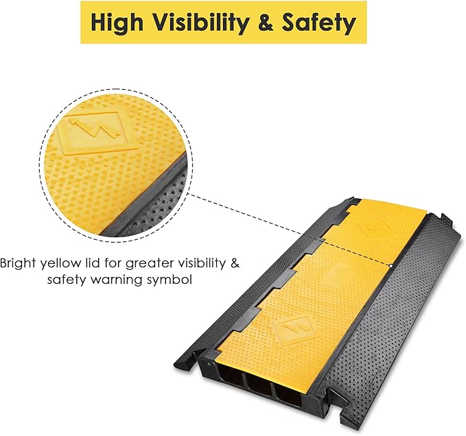 Yescom Cable Ramp Protector 3 Channel Garden Hose Protecitive 44000 Lbs Load - Image 4