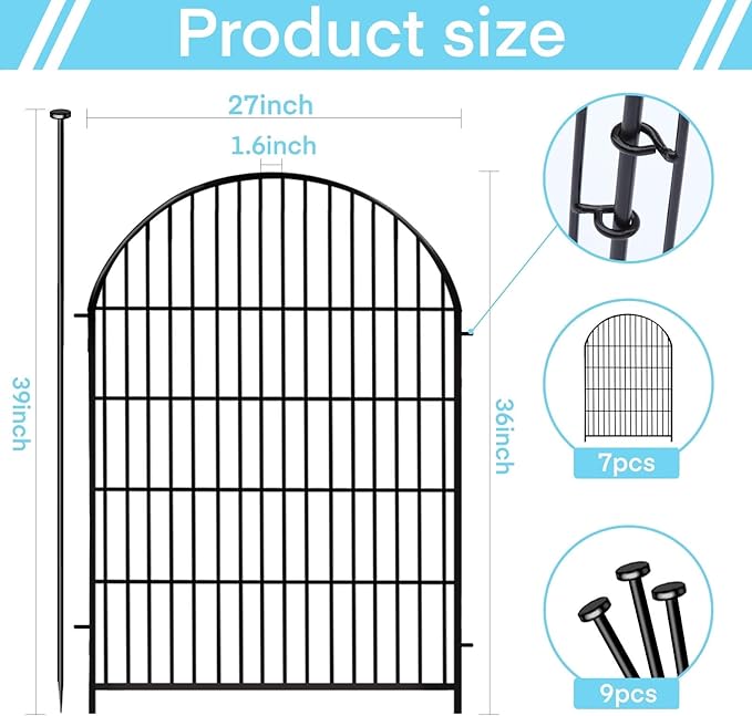 Garden Fence Border, 36 in x17.5 Ft 8 Panels, Tall Garden Animal Barrier Fence - Image 2