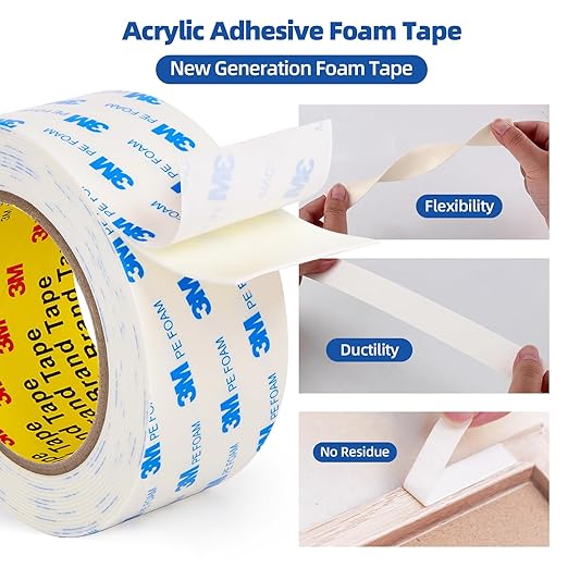 Double Sided Tape 1"×16.5Ft, Mounting Tape Heavy Duty No Residue, Removable PE - Image 7