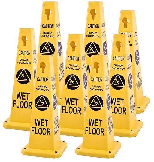 BESEA Caution Wet Floor Signs 8 Pack Heavy Duty Caution Cones to Avoid Slipping by BeSea