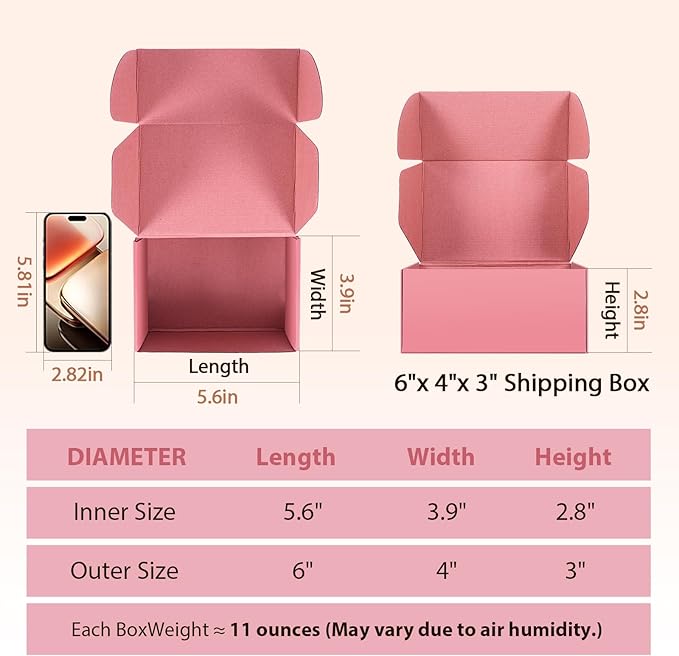 6x4x3 inches Shipping Boxes Set of 25, Small Corrugated Cardboard Box, - Image 3