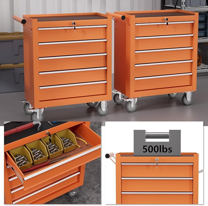 5-Drawer Tool Chest, Rolling Tool Cart - Image 6