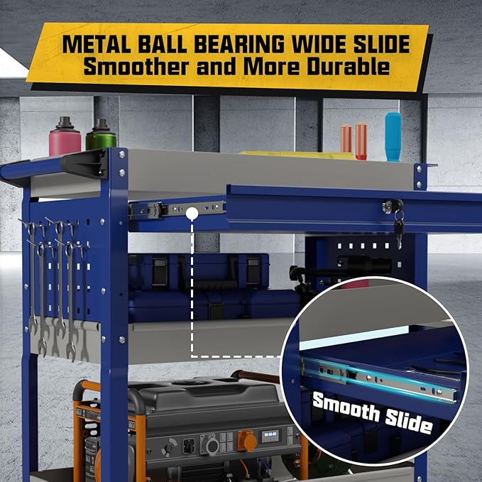 3 Tier Rolling Tool Cart on Wheels, 450 LBS Capacity Tool Cart - Image 3