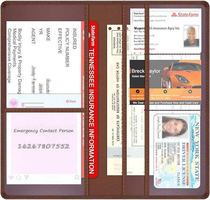 Car Insurance and Registration Holder, 9.5 x 5 Inch PU Leather Vehicle Glove - Image 3