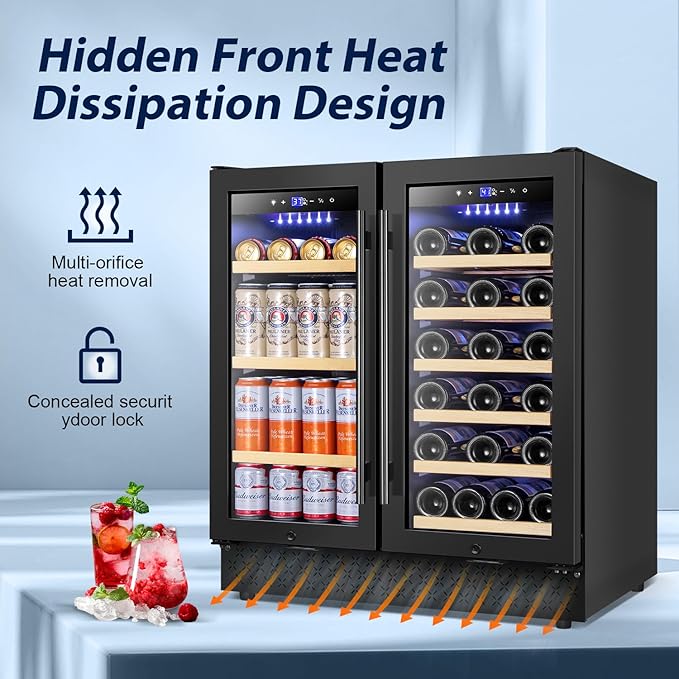 Tylza 30 Inch Wine and Beverage Refrigerator, Dual Zone Wine Beverage Cooler 30" - Image 4