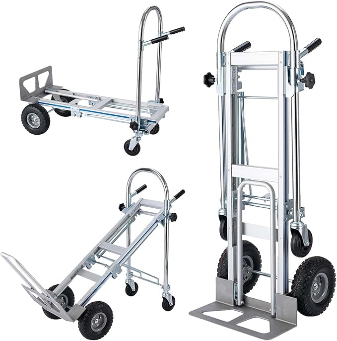 LEADALLWAY 3-in-1 Aluminum Convertible Hand Truck, Heavy Duty Folding Dolly by LEADALLWAY
