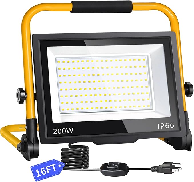 24000LM LED Work Light, 200W Ultra Brighter Flood Light by ISUERFY-BornforGlowParty