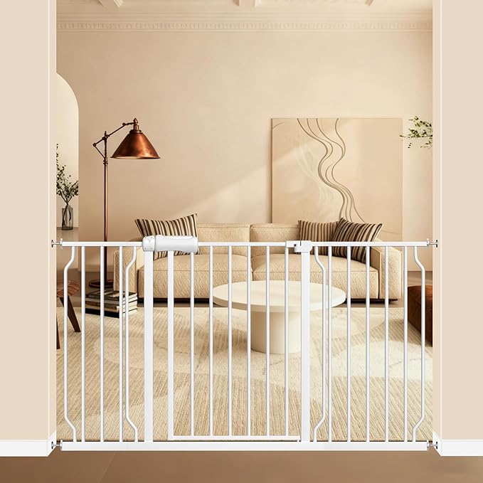 ALLAIBB Extra Wide Pressure Mount Baby Gate Auto Close White Metal Child Dog by ALLAIBB