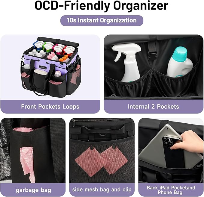 Large Cleaning Caddy for Cleaning Supplies Organizer, Rolling Cleaning Caddy - Image 5