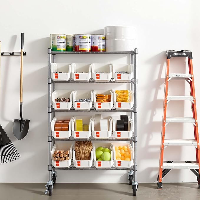 VEVOR 5-Tier Rolling Bin Storage Rack, 16 Organizer Bins, Bin Rack Storage - Image 8