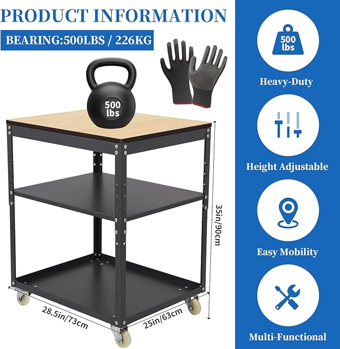 Adjustable Planer Stand with Wheels, Heavy Duty Planer Table - Image 2